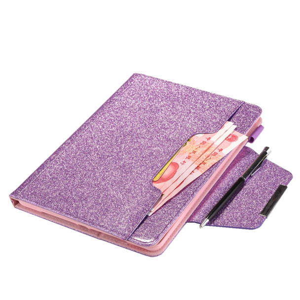 For iPad Pro 11 2024 Glitter Metal Buckle Leather Smart Tablet Case(Purple)