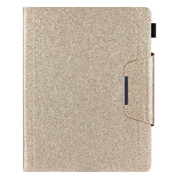 For iPad Pro 13 2024 Glitter Metal Buckle Leather Smart Tablet Case(Gold)