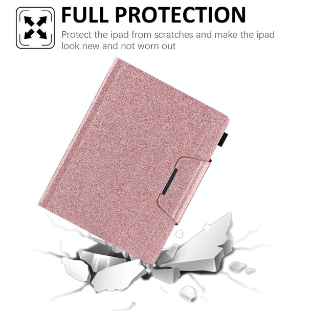 For iPad Pro 11 2024 Glitter Metal Buckle Leather Smart Tablet Case(Rose Gold)