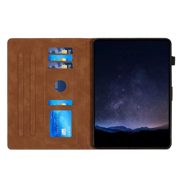 For Samsung Galaxy Tab A9+ Building Blocks Embossed Leather Smart Tablet Case(Brown)