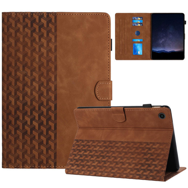 For Samsung Galaxy Tab A9+ Building Blocks Embossed Leather Smart Tablet Case(Brown)