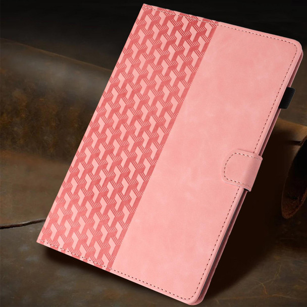 For Samsung Galaxy Tab A 10.5 T590 Building Blocks Embossed Leather Smart Tablet Case(Pink)