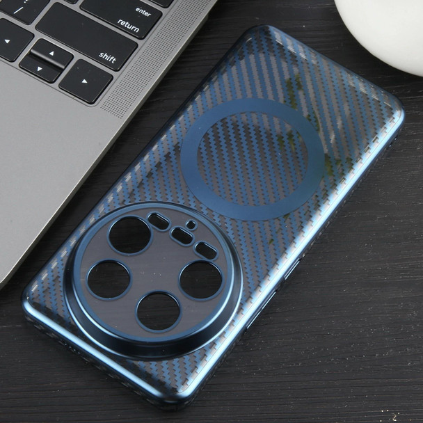 For Xiaomi 14 Ultra 6D Plated Carbon Fiber Clear Magsafe PC Phone Case(Dream Blue)