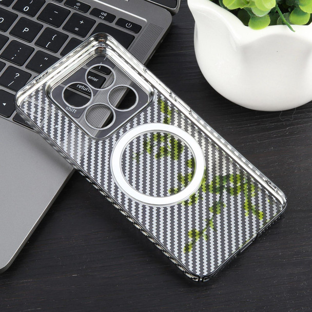 For Xiaomi 14 Pro 6D Plated Carbon Fiber Clear Magsafe PC Phone Case(Starry Black)