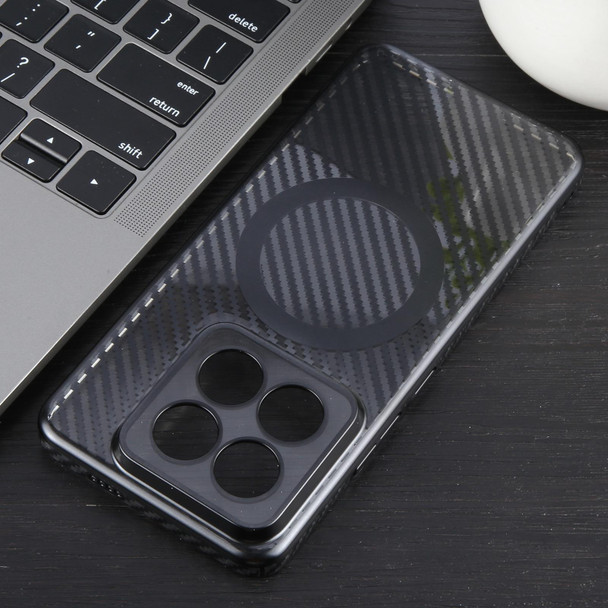 For Xiaomi 14 Pro 6D Plated Carbon Fiber Clear Magsafe PC Phone Case(Starry Black)