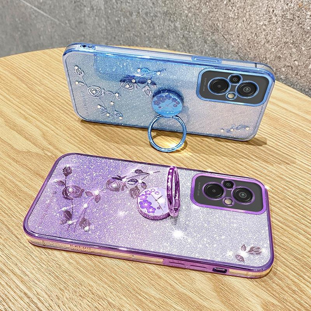 For Xiaomi Redmi 11 Prime 4G Gradient Glitter Immortal Flower Ring All-inclusive Phone Case(Pink)