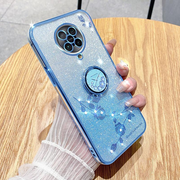 For Xiaomi Redmi K30 Pro Gradient Glitter Immortal Flower Ring All-inclusive Phone Case(Blue)