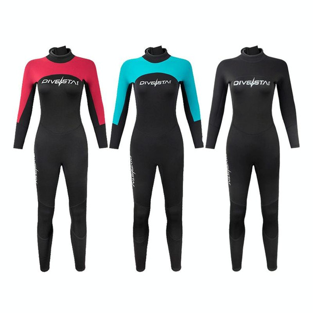 DIVESTAR 3mm Women One-piece Wetsuit Long-sleeved Warm Surfing and Snorkeling Clothes, Size: M(Full Black)