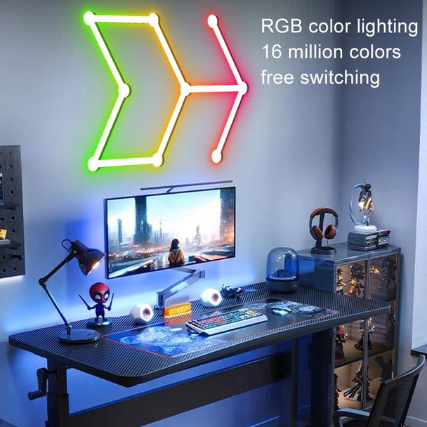 JSK-P22 5V Bluetooth RGB Stitching Light E-Sports Atmosphere Decorative Lamp, Style: 9 Sections+USB To DC Line+UK Plug(White)