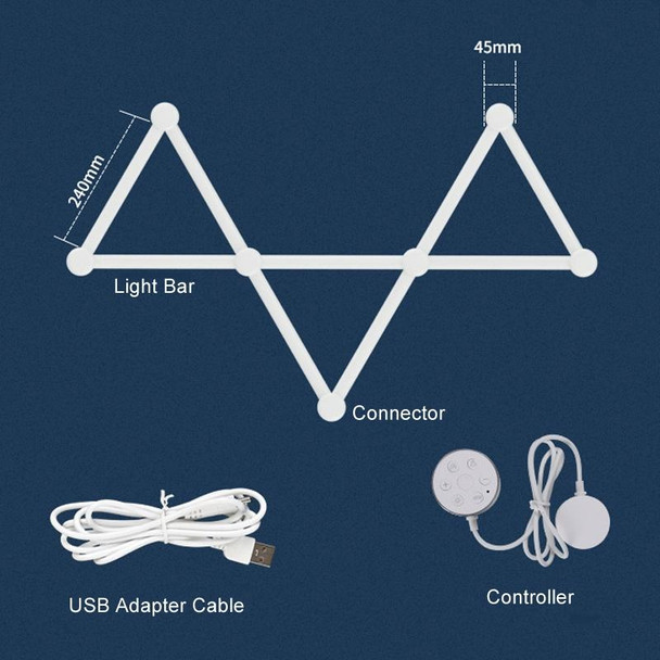 JSK-P22 5V Bluetooth RGB Stitching Light E-Sports Atmosphere Decorative Lamp, Style: 6 Sections+USB To DC Line(White)