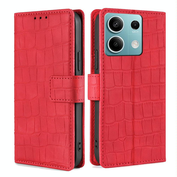 For Xiaomi Redmi Note 13 4G Skin Feel Crocodile Magnetic Clasp Leather Phone Case(Red)