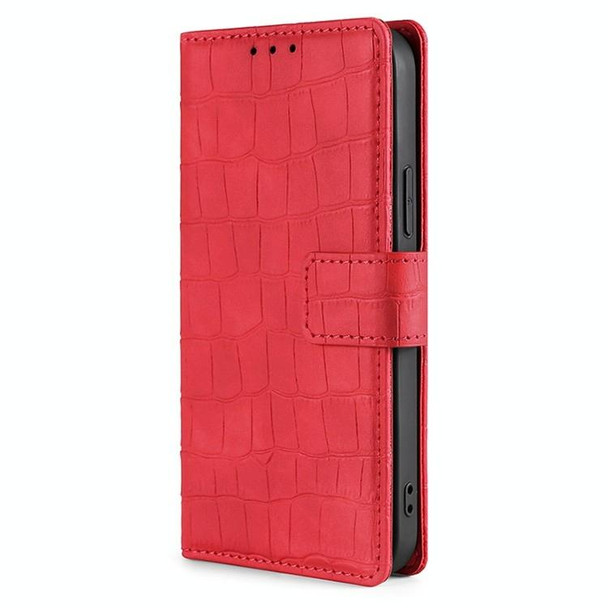 For Xiaomi Redmi Note 13 4G Skin Feel Crocodile Magnetic Clasp Leather Phone Case(Red)