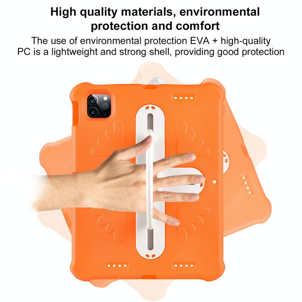 For iPad Air 11 2024 Shield 360 Rotation Handle EVA Shockproof PC Tablet Case(Orange Beige)