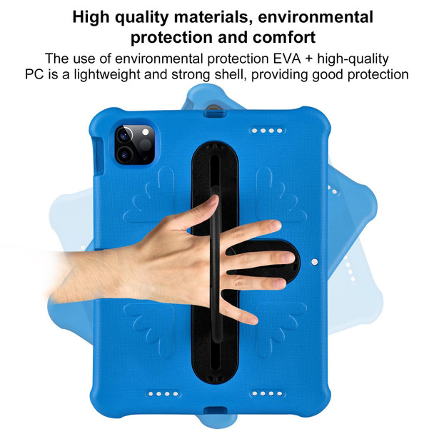 For iPad Air 11 2024 Shield 360 Rotation Handle EVA Shockproof PC Tablet Case(Blue Black)