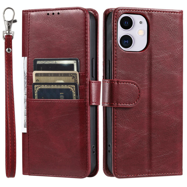 For iPhone 11 Simple 6-Card Wallet Leather Phone Case(Wine Red)