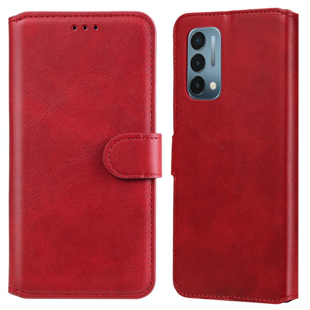 Classic Calf Texture PU + TPU Horizontal Flip Leatherette Case with Holder & Card Slots & Wallet - OnePlus N200 5G(Red)