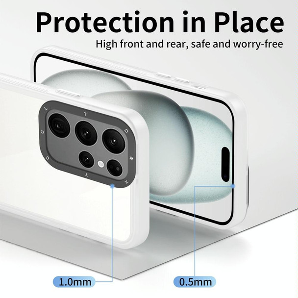For Samsung Galaxy S22 Ultra 5G Frame Two Color Lens Ring TPU Phone Case(Transparent)