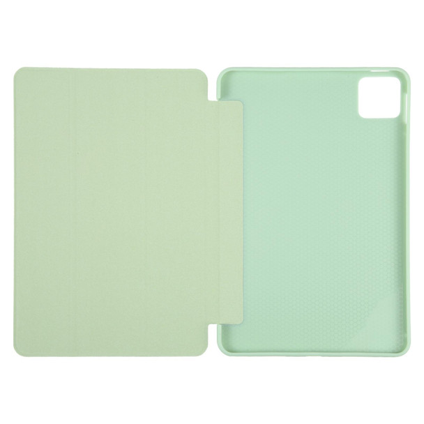 For iPad Pro 11 2024 Three-fold Holder Flip Tablet Leather Case(Mint Green)