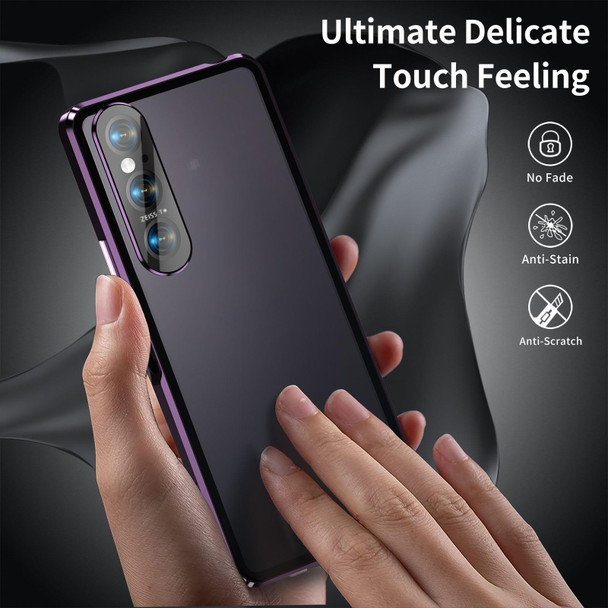 For Sony Xperia 1 V HD Magnetic Metal Tempered Glass Phone Case(Purple)