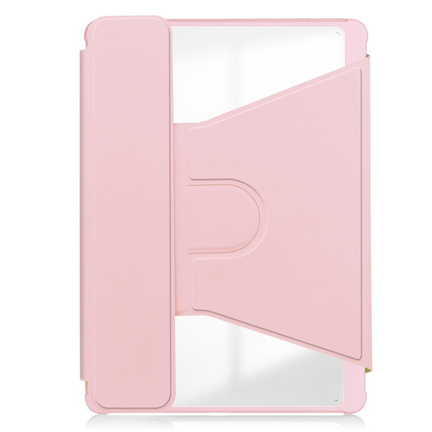 For iPad Pro 11 2024 Transparent Rotation Smart Leather Tablet Case with Keyboard(Pink)