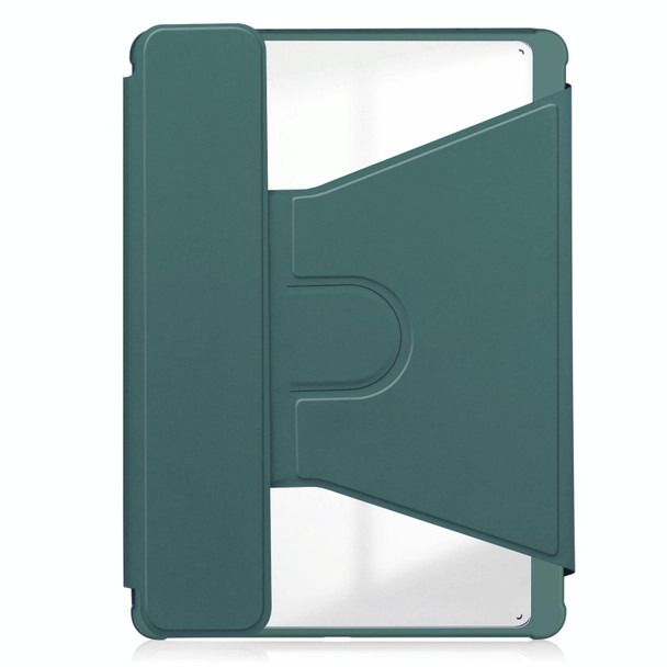 For iPad Pro 13 2024 Transparent Rotation Smart Leather Tablet Case with Keyboard(Dark Green)