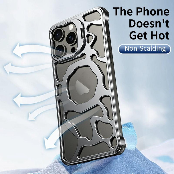 For iPhone 14 Auspicious Cloud Series MagSafe Metal Phone Case with Bracket(Silver)