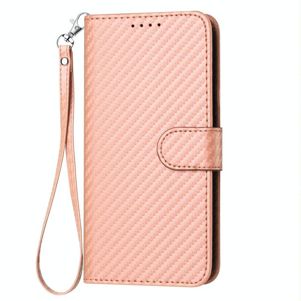 For Motorola Moto G 5G 2024 YX0070 Carbon Fiber Buckle Leather Phone Case with Lanyard(Pink)