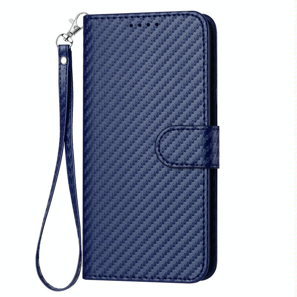 For Motorola Moto G54 Global YX0070 Carbon Fiber Buckle Leather Phone Case with Lanyard(Royal Blue)