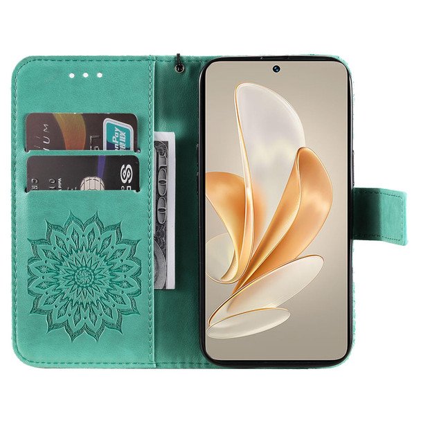 For vivo V29e Global / Y200 5G Global Embossed Sunflower Pattern Flip Leather Phone Case(Green)