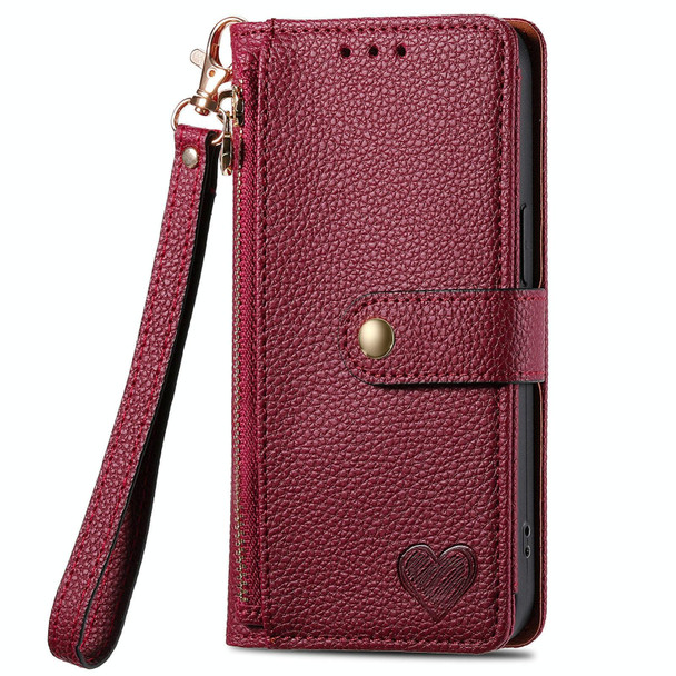 For Xiaomi 14 Ultra Love Zipper Lanyard Leather Phone Case(Red)