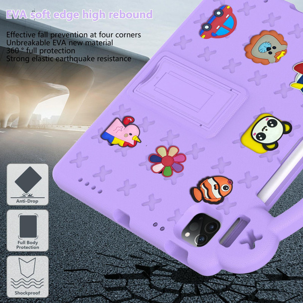 For iPad Air 11 2024 Handle Kickstand Children EVA Shockproof Tablet Case(Light Purple)