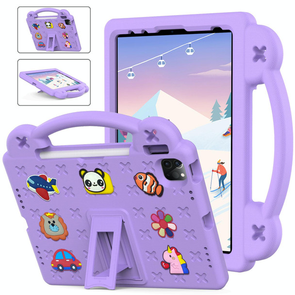 For iPad Air 11 2024 Handle Kickstand Children EVA Shockproof Tablet Case(Light Purple)