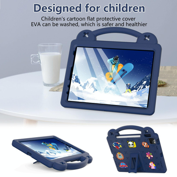 For iPad Air 11 2024 Handle Kickstand Children EVA Shockproof Tablet Case(Navy Blue)