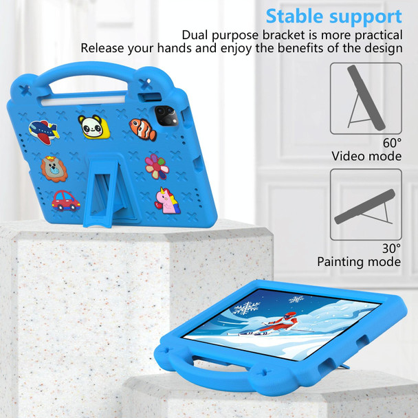 For  iPad Pro 11 2024 Handle Kickstand Children EVA Shockproof Tablet Case(Sky Blue)