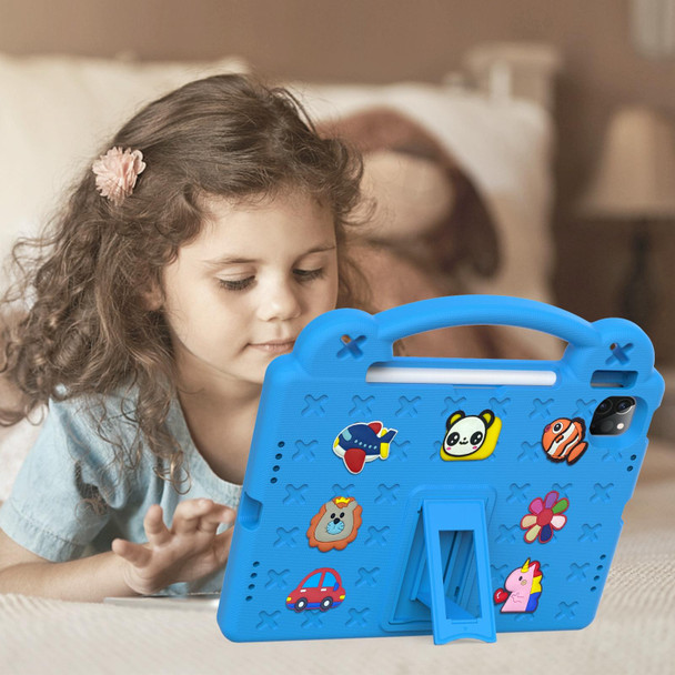 For iPad Air 11 2024 Handle Kickstand Children EVA Shockproof Tablet Case(Sky Blue)