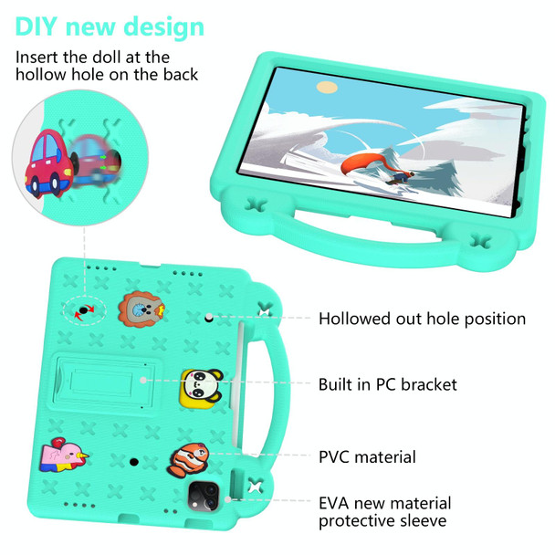 For  iPad Pro 11 2024 Handle Kickstand Children EVA Shockproof Tablet Case(Mint Green)