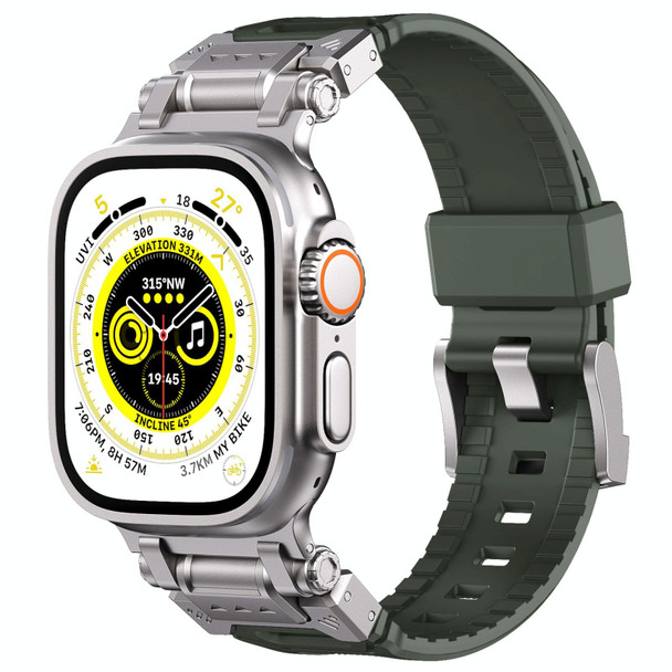 For Apple Watch Series 4 44mm Silicone Armor Mecha Head Watch Band(Green)