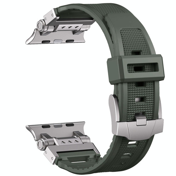 For Apple Watch Series 4 44mm Silicone Armor Mecha Head Watch Band(Green)