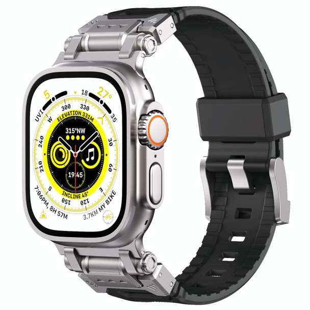 For Apple Watch Series 7 45mm Silicone Armor Mecha Head Watch Band(Black)