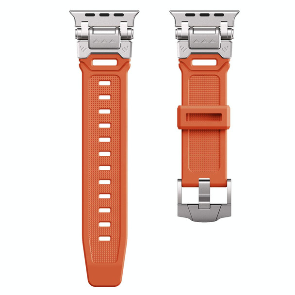 For Apple Watch Series 5 44mm Silicone Armor Mecha Head Watch Band(Orange)