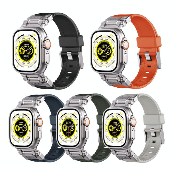 For Apple Watch Series 3 42mm Silicone Armor Mecha Head Watch Band(Starlight)