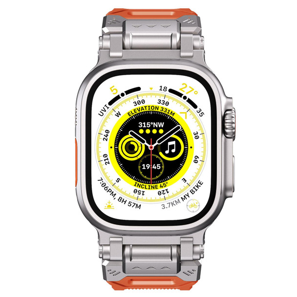 For Apple Watch SE 2022 44mm Silicone Armor Mecha Head Watch Band(Orange)