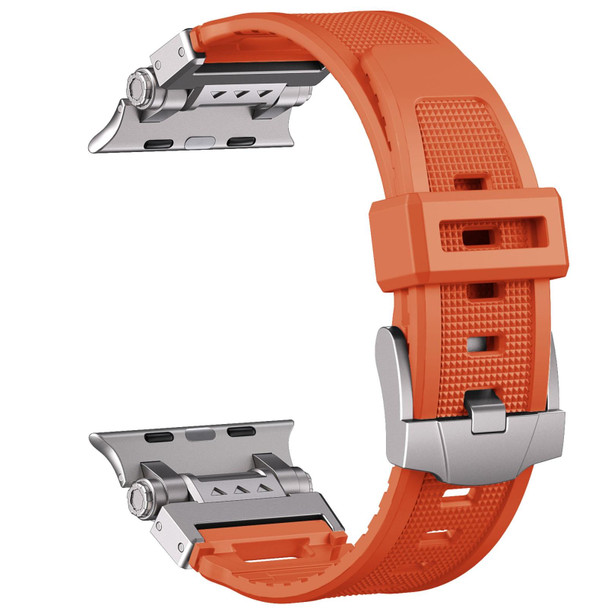 For Apple Watch SE 2022 44mm Silicone Armor Mecha Head Watch Band(Orange)