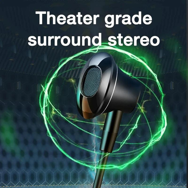 In-ear Wired Earphone Computer Subwoofer Singing Game Monitor Earphone, Interface: Type-C Black