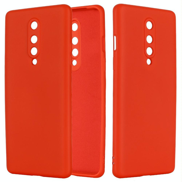 OnePlus 8 Pure Color Liquid Silicone Shockproof Full Coverage Case(Red)