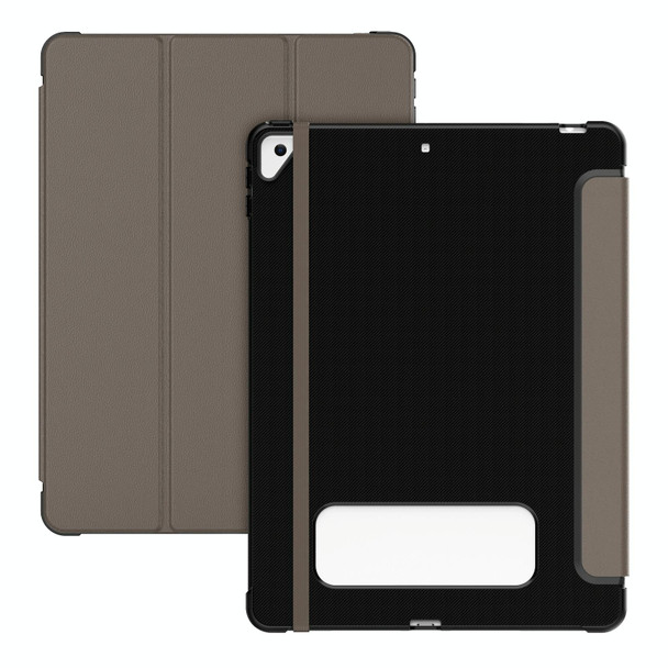 For iPad 10.2 2021 / Air 10.5 Carbon Fiber Leather Smart Tablet Case(Brown)