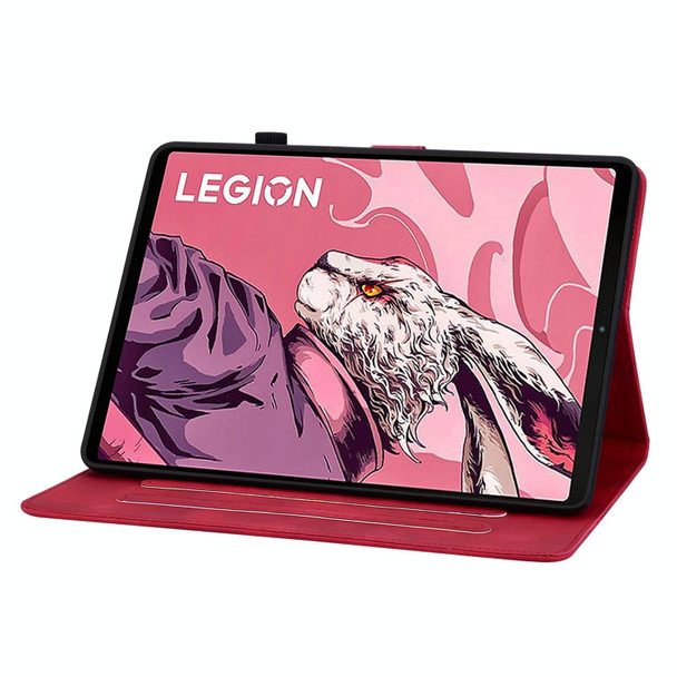 For Lenovo Legion Y700 2023 Lily Embossed Leather Tablet Case(Red)