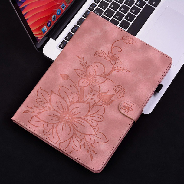For Lenovo Tab M10 Plus 10.6 3rd Gen Lily Embossed Leather Tablet Case(Pink)