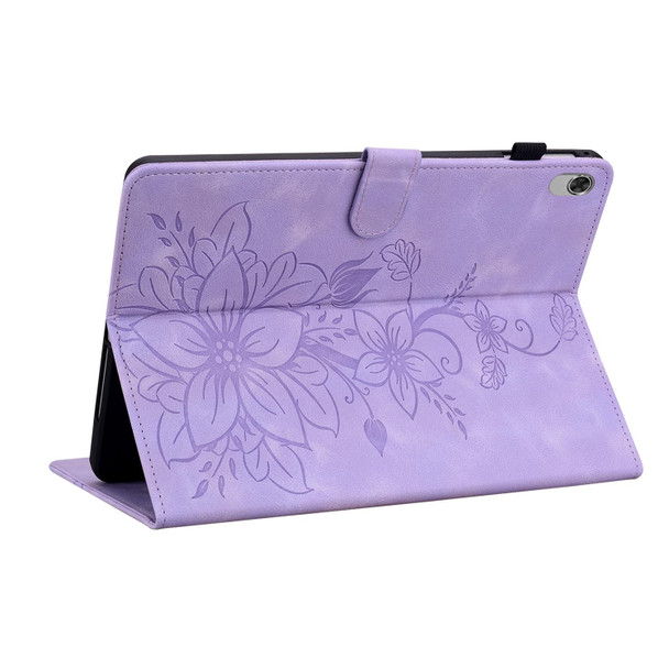 For Lenovo M10 Plus 10.3 Lily Embossed Leather Tablet Case(Purple)