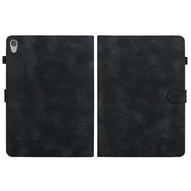 For Lenovo Tab M10 HD Gen2 Lily Embossed Leather Tablet Case(Black)